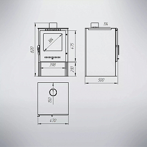Печь-Камин Варвара "ГАРМОНИЯ 105 (ПЛИТКА)" (Стальная 3D футеровка)